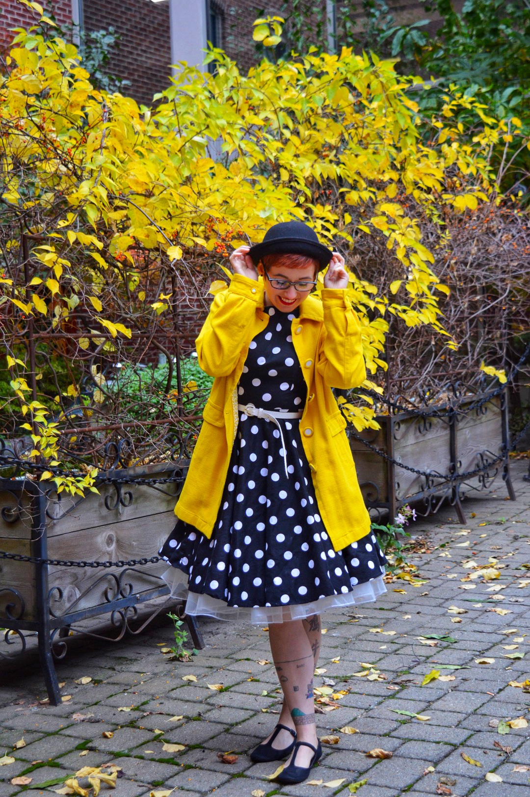 Polka dot boat neck dress with white petticoat www.thetinyherbivore.com