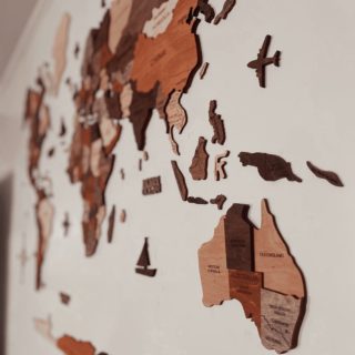 3D wood world map